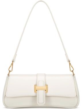 〽️ Women's Off White Vegan Leather Small Hobo Mini Clutch Purses Crossbody Bag